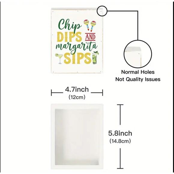 Summer Wood Box Block Sign Summer Days Chips, Dips And Margarita Sips Sign - Picture 3 of 3